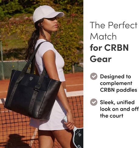 حقيبة حمل CRBN Pickleball - حقائب كرة البيسبول من جلد البولي يوريثان الفاخر للنساء مع أكمام مجداف، وحجرة كمبيوتر محمول، وخطاف سياج وحقيبة عربة سفر in Kuwait
