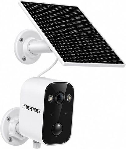 كاميرا مراقبة خارجية لاسلكية من Defender تعمل بالطاقة الشمسية بدقة 4K/8 ميجابكسل AI Everwatch، 3 حزم، تعمل بالبطارية، تتبع الذكاء الاصطناعي، رؤية ليلية ملونة، أضواء كاشفة/صافرة إنذار، تصنيف IP66، محادثة ثنائية الاتجاه، بدون رسوم شهرية in Saudi Arabia