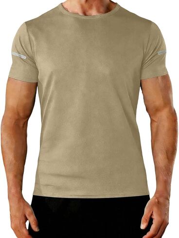 Mens Shirts Summer Short Sleeve Athletic Tops with Reflective Strips Breathable Tshirts for Workout Running Wear in Kuwait