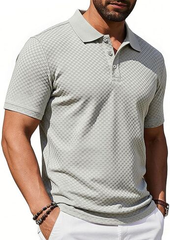 Shirts for Men Summer Short Sleeve Textured Tops Lightweight Breathable Lounge Solid Color Shirts for Daily in Kuwait