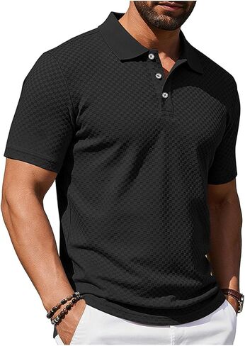Shirts for Men Summer Short Sleeve Textured Tops Lightweight Breathable Lounge Solid Color Shirts for Daily in Kuwait