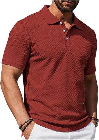 Shirts for Men Summer Short Sleeve Textured Tops Lightweight Breathable Lounge Solid Color Shirts for Daily in Kuwait