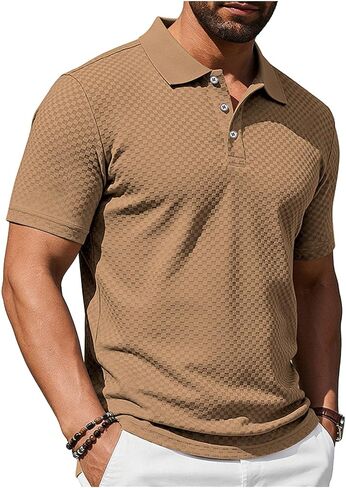 Shirts for Men Summer Short Sleeve Textured Tops Lightweight Breathable Lounge Solid Color Shirts for Daily in Kuwait