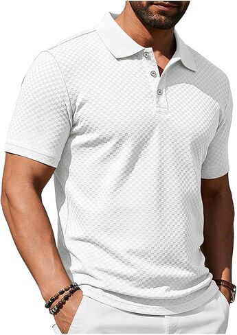 Shirts for Men Summer Short Sleeve Textured Tops Lightweight Breathable Lounge Solid Color Shirts for Daily in Kuwait