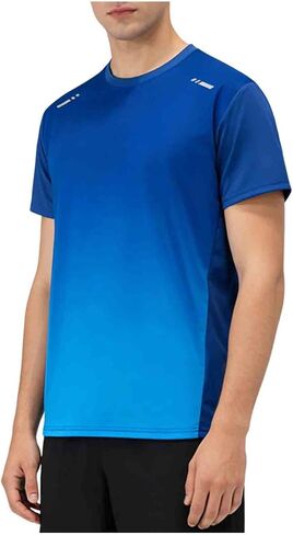 Mens Shirts Summer Short Sleeve Gradient Athletic Tops Breathable Tshirts for Workout Running Gym Wear in Kuwait