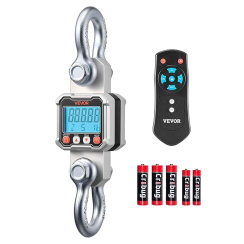 VEVOR Digital Crane Scale, 6600 lbs/3000 kg Max Capacity, Heavy Duty Industrial Hanging Scale with Cast Aluminum Case & LCD Display, 1 lbs Division & 3 Unit Switch, Remote Control for Garage Factory in Kuwait