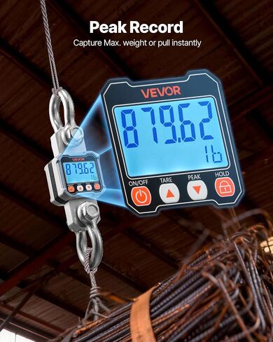 VEVOR Digital Crane Scale, 6600 lbs/3000 kg Max Capacity, Heavy Duty Industrial Hanging Scale with Cast Aluminum Case & LCD Display, 1 lbs Division & 3 Unit Switch, Remote Control for Garage Factory in Kuwait