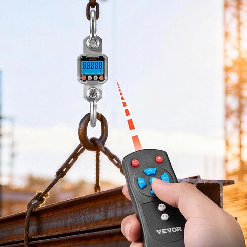VEVOR Digital Crane Scale, 6600 lbs/3000 kg Max Capacity, Heavy Duty Industrial Hanging Scale with Cast Aluminum Case & LCD Display, 1 lbs Division & 3 Unit Switch, Remote Control for Garage Factory in Kuwait