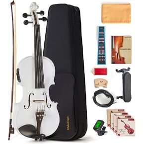 4/4 Acoustic Electric Violin for Amplifier Use, White Finish, Solid Spruce Top with Maple Back, Ebony Fittings, Carbon Fiber Tailpiece, Full Size Starter Kit for Beginners and Adults in Saudi Arabia