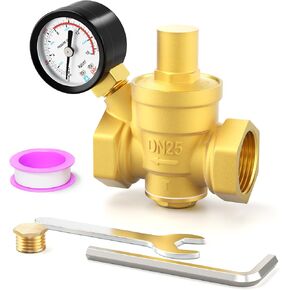 1/2 inch Brass Water Pressure Regulator Valve, Adjustable Pressure Reducing Valve DN15, with 0-220PSI Gauge, for Pipe Fitting in Kuwait