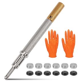 LEAPTREND Implant Tooth Locator Core Tool, Universal Dental Instrument (Golden) with Metal Housing & Lab Cap Assembly (6 Pk), 3 Tools in 1 for Overdenture Retention Male Caps Removal and Insertion in Kuwait