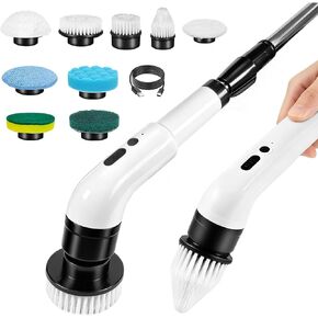 Electric Spin Scrubber, Cordless Shower Scrubber with 9 Scrub Brushes, 2 Speed & Battery Level Display, Adjustable Extension Handle Power Scrubber for Bathroom Tile Tub Floor in Saudi Arabia