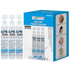 Sterile Saline Solution, 20-Pack Skin and Wound Cleanser, 0.9% Sodium Chloride Wound Wash & Nasal Rinse in Kuwait