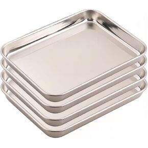 304 inless Steel Dental Surgical Tray, Professal Worpace nizer Trays for Lab Instruments Salon Tool Parts Tattoo Supplies, Multi-Purpose Flat Tool(4pcs,32.5x25x5.2cm/12.8x9.8x2) in Kuwait