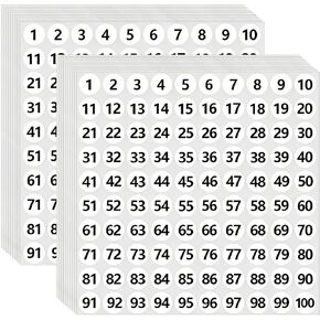 2000 Pcs 0.4 Inch Consecutive Number Stickers,1-100 Round Labels Vinyl Self-Adhesive Numbered Stickers for Office Classroom Inventory Storage (Black, 0.4 Inch) in Saudi Arabia