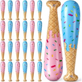 Halloscume 24 Pcs Ice Cream Inflatable Baseball Bats Bulk 20 Inch Pink and Blue Drizzle Inflatable Bats Baseball Party Favors for Summer Dessert Beach Birthday Party Supplies Decorations in Kuwait