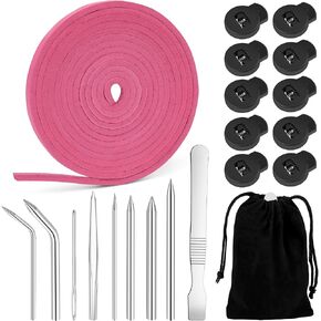 Anglekai 21PCS Baseball Glove Lace Needles Kit, Softball Glove Repair Lace Kit, 8PCS Needles/ 78 in Leather Strip/ 10 Locks/Bag (Pink) in Kuwait