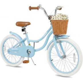 Olakids Kids Bike, 12 14 16 18 20 Inch Toddlers Bike with Training Wheels Rattan Basket Safety Bell Adjustable Seat and Handlebar for Girls Boys in Saudi Arabia