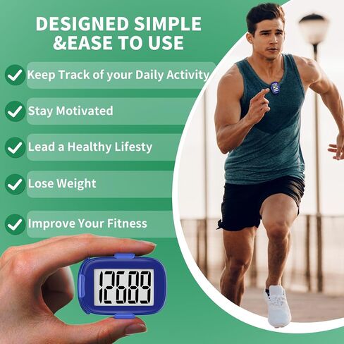 Pedometer Walking Simple 3D Step Counter with Clip and Lanyard, Activities Fitness Tracker Without Smartphone, Accurate Step Tracker for Women, Men, Seniors-Royal Blue in Kuwait