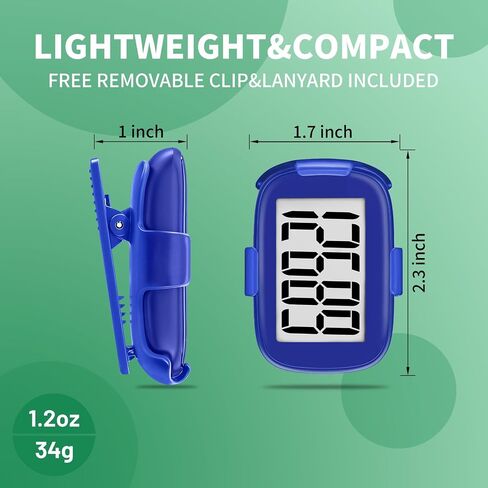 Pedometer Walking Simple 3D Step Counter with Clip and Lanyard, Activities Fitness Tracker Without Smartphone, Accurate Step Tracker for Women, Men, Seniors-Royal Blue in Kuwait