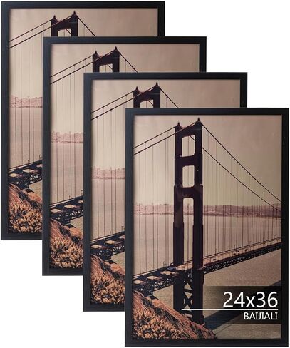 BAIJIALI 24x36 Picture Frame Black Wood Pattern with HD Plexiglass,Vertical Formats for Wall Mounting (Black, 2 Pcs) in Kuwait