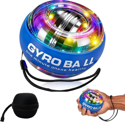 2026 New Auto-Start Power Gyro Ball, Hand Wrist Forearm Trainer and Strengthener, Torque Balls Hand Exerciser with Led Light (with Ball Bag) in Kuwait