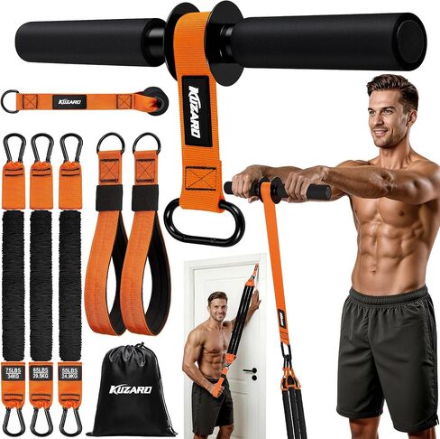 Forearm Strengthener & Wrist Roller, No Weights Needed Forearm Trainer with 3 Adjustable Resistance Bands (55/65/75 lbs), 2-in-1 Handle & Door Anchor for Arm Workout, Grip Strength & Muscle Building in Kuwait