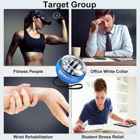 2026 New Auto-Start Power Gyro Ball, Hand Wrist Forearm Trainer and Strengthener, Torque Balls Hand Exerciser with Led Light (with Ball Bag) in Kuwait