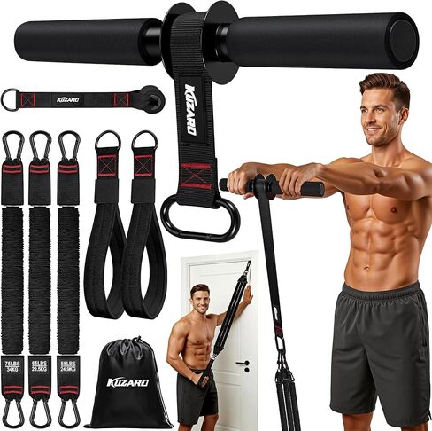 Forearm Strengthener & Wrist Roller, No Weights Needed Forearm Trainer with 3 Adjustable Resistance Bands (55/65/75 lbs), 2-in-1 Handle & Door Anchor for Arm Workout, Grip Strength & Muscle Building in Kuwait