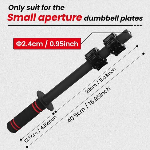Forearm Exerciser Wrist Strengthener Bar Adjustable Weight Small-Bore Dumbbell Plates Training Rod for Grip Strength, Arm Workouts, Non-Slip Handle Home Gym(Black-Weights not Included) in Kuwait