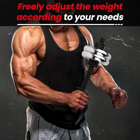 Forearm Exerciser Wrist Strengthener Bar Adjustable Weight Small-Bore Dumbbell Plates Training Rod for Grip Strength, Arm Workouts, Non-Slip Handle Home Gym(Black-Weights not Included) in Kuwait