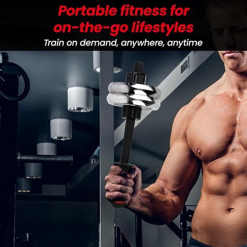 Forearm Exerciser Wrist Strengthener Bar Adjustable Weight Small-Bore Dumbbell Plates Training Rod for Grip Strength, Arm Workouts, Non-Slip Handle Home Gym(Black-Weights not Included) in Kuwait