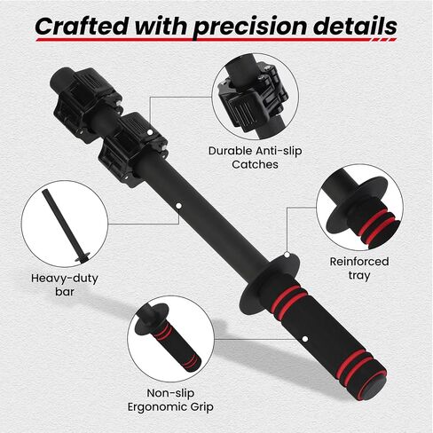 Forearm Exerciser Wrist Strengthener Bar Adjustable Weight Small-Bore Dumbbell Plates Training Rod for Grip Strength, Arm Workouts, Non-Slip Handle Home Gym(Black-Weights not Included) in Kuwait