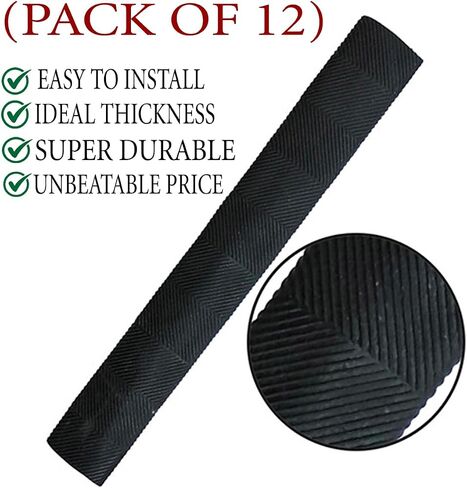 StonKraft - Turbo Cricket Bat Grips | Comfortable Fit Super Soft Rubber Bat Grips - Bat Sleeve - 12 Pieces Set - Black in Kuwait