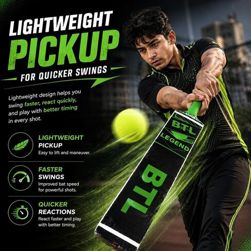 Cricket Bat for Adults & Men, Lightweight Popular Willow Tapeball Cricket Bat for Tape Ball & Tennis Ball Cricket, Full Size – BTL Legend Softball Bat in Kuwait