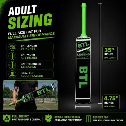 Cricket Bat for Adults & Men, Lightweight Popular Willow Tapeball Cricket Bat for Tape Ball & Tennis Ball Cricket, Full Size – BTL Legend Softball Bat in Kuwait