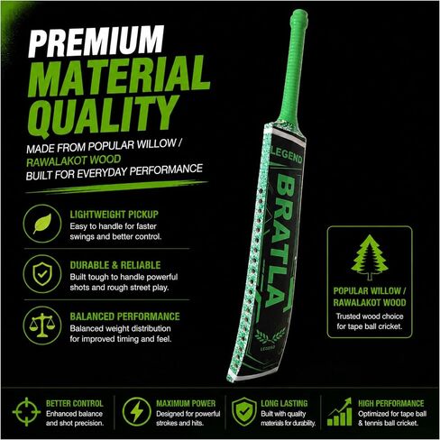 Cricket Bat for Adults & Men, Lightweight Popular Willow Tapeball Cricket Bat for Tape Ball & Tennis Ball Cricket, Full Size – BTL Legend Softball Bat in Kuwait