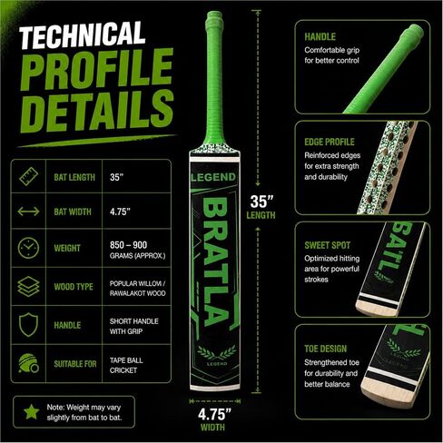 Cricket Bat for Adults & Men, Lightweight Popular Willow Tapeball Cricket Bat for Tape Ball & Tennis Ball Cricket, Full Size – BTL Legend Softball Bat in Kuwait
