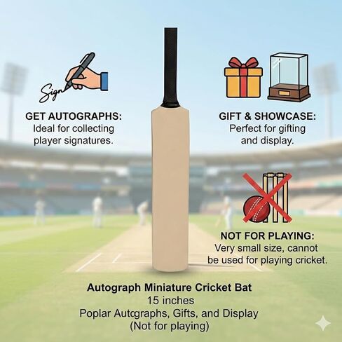 Miniature Cricket Bat for Autograph and Gift Purpose, Natural Wood, 12 Inch, Pack of 1 in Kuwait