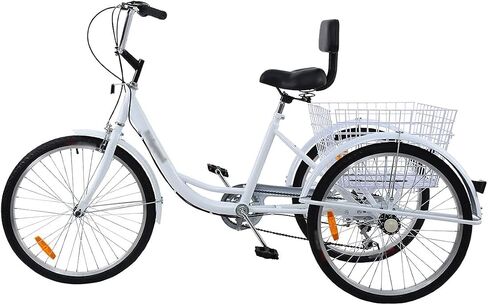 Bike 24 Inch Adult Tricycle Trike 3 Wheel Bike 7 Speed Shift with Shopping Basket in Saudi Arabia