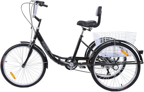 Bike 24 Inch Adult Tricycle Trike 3 Wheel Bike 7 Speed Shift with Shopping Basket in Saudi Arabia