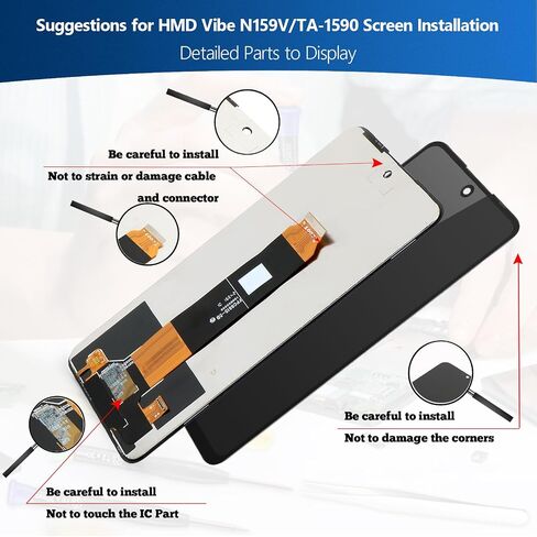 6.56 Inches for HMD Vibe Screen Replacement for HMD Vibe N159V/TA-1590 LCD Display Touch Screen Digitizer Assembly with Repair Tools (Black) in Kuwait