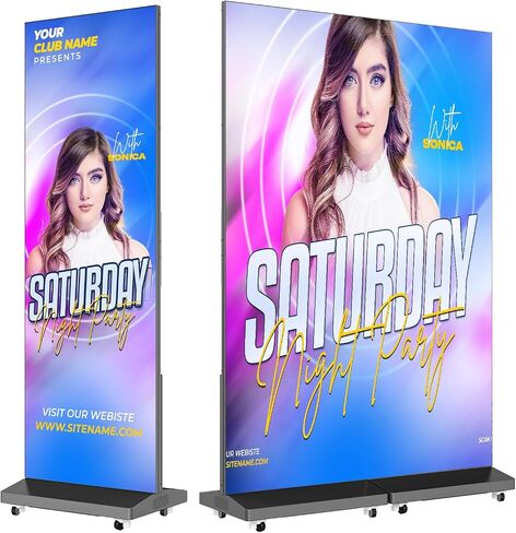 شاشة ملصق LED ثلاثية الطي مقاس 90 بوصة MWE مع حقيبة طيران، شاشة عرض رقمية LED مزدوجة الجوانب P1.86، كشك عرض إعلاني قابل للفصل مع نظام نشر، جدار فيديو للأحداث والإيجارات in Kuwait