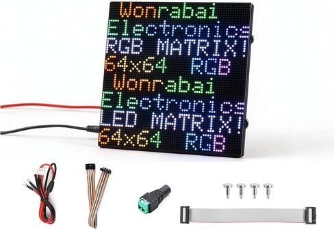 64 × 64 4096 RGB Full Color LED Matrix Panel, 2mm Pitch, Display Text/Colorful Image/Animation Adjustable Brightness Chainable Design, Compatible with Raspberry Pi/Pi Pico / ESP32/Ardui in Kuwait