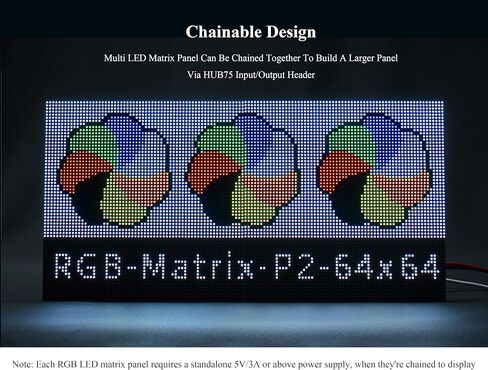 64 × 64 4096 RGB Full Color LED Matrix Panel, 2mm Pitch, Display Text/Colorful Image/Animation Adjustable Brightness Chainable Design, Compatible with Raspberry Pi/Pi Pico / ESP32/Ardui in Kuwait