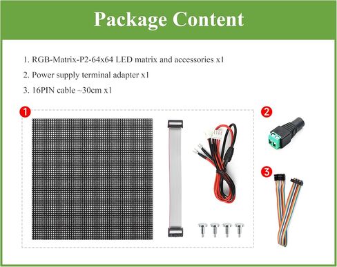 64 × 64 4096 RGB Full Color LED Matrix Panel, 2mm Pitch, Display Text/Colorful Image/Animation Adjustable Brightness Chainable Design, Compatible with Raspberry Pi/Pi Pico / ESP32/Ardui in Kuwait