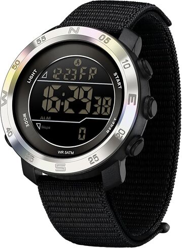 findtime Step Counter Watch No Phone Needed Pedometer for Walking Mens Women's Digital Watches with Calories Distance Alarm Countdown Timer Nylon Strap Black in Kuwait