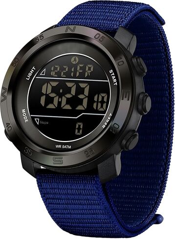 findtime Step Counter Watch No Phone Needed Pedometer for Walking Mens Women's Digital Watches with Calories Distance Alarm Countdown Timer Nylon Strap Black in Kuwait