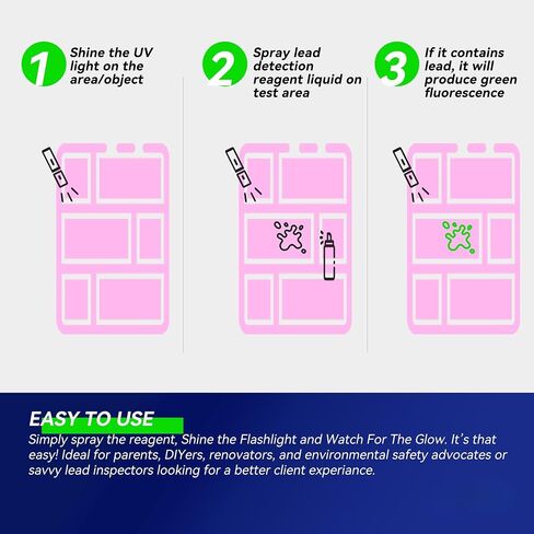 Instant Lead Detection Kit | Lead Test Kit for Paint, Ceramics & More UV Light Visible | Home Safety & Easy to Use | Up to 4800 Uses| Fast, Accurate Results | Lead Paint Test Kit in Saudi Arabia