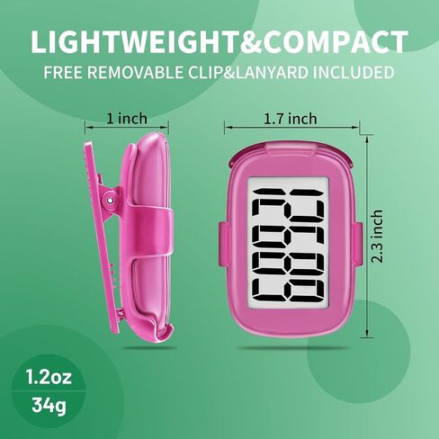 Pedometer Walking Simple 3D Step Counter with Clip and Lanyard, Activities Fitness Tracker Without Smartphone, Accurate Step Tracker for Women, Men, Seniors-Pink in Kuwait